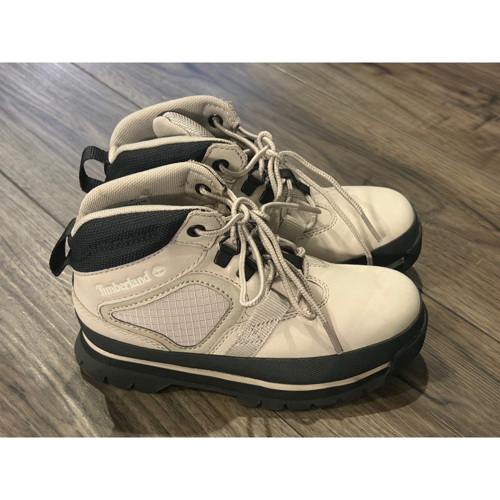Timberland Field Boot Boys Size 13 Cream Off White Leather Mid Hiker A663K